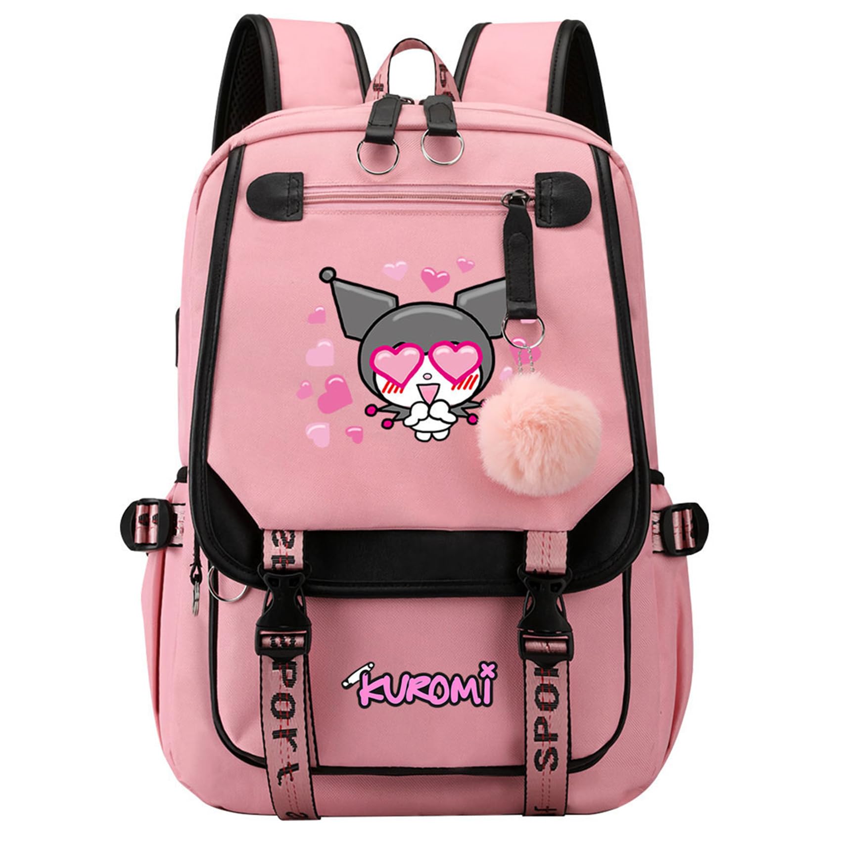 UMocan Bookbag with USB Charger Port Student Casual Laptop Bag Anime Graphic Travel Daypack