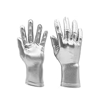 Men's and Women's Metallic Short Gloves Shiny Stretchy Cosplay Costume Gloves