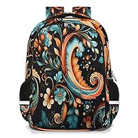Small Backpack for Women, Vintage Floral Travel Backpack Multi Compartment Carry On Backpack Rich Damask Waterproof Backpack Cute Book Bags With Chest Strap for Women Men