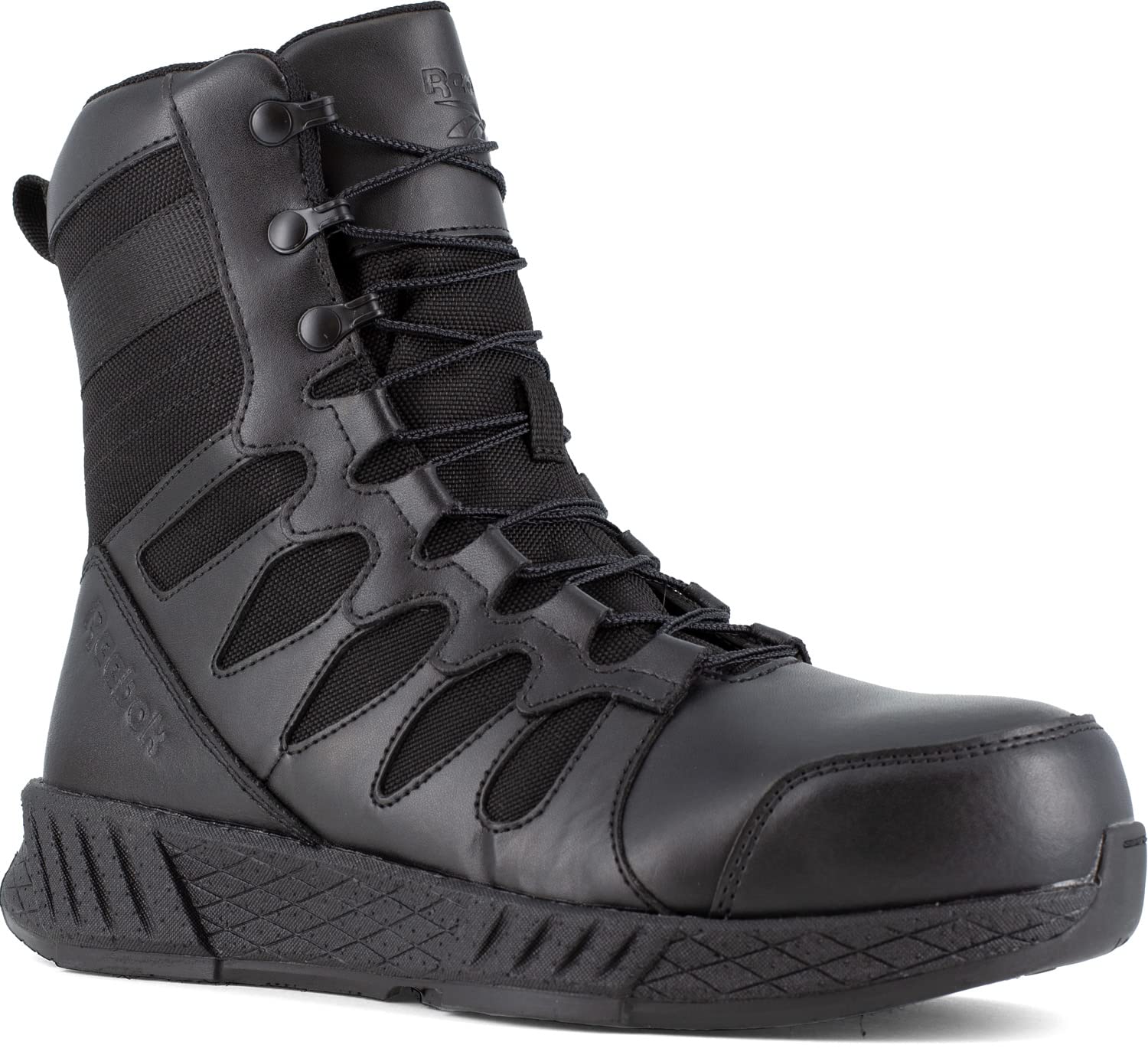 Reebok Work Floatride Energy Tactical Men's, Black, 8 Inch Side-Zip Style, Composite Toe, EH, Slip-Resistant Work Boot