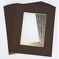 topseller100, Pack of 10 BROWN 8x10 Picture Mats Matting with White Core Bevel Cut for 5x7 Pictures