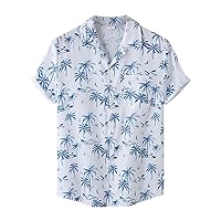 Mens Hawaiian Shirts Short Sleeves Casual Tropical Shirts Floral Button-Down Vacation Beach Aloha Hawaii Shirt