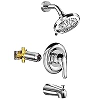 Shower Tub Faucet Set - Shower Faucet and 9 Modes Rain Shower Head with Single Handle Shower Trim Kit, Bathtub Faucet Shower System with Shower Valve, Chrome