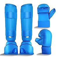 6 Pieces Karate Sparring Gear Set Including Karate Gloves Karate Shin Guards Karate Shoes Training Sparring Gear Equipment for Beginners Kids Adults