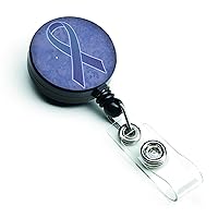 Caroline's Treasures AN1208BR Periwinkle Blue Ribbon for Esophageal and Stomach Cancer Awareness Retractable Badge Reel, Belt Clip, Multicolor