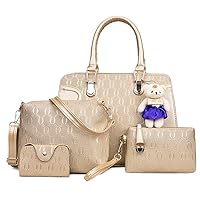 Women Fashion Handbag Tote Bag 4pcs Set Top Handle Satchel PU Shoulder Bag Purse