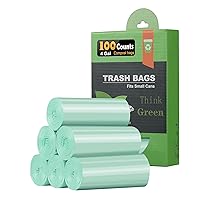 Small Trash Bags 100 Count AYOTEE 4 Gallon Trash Bags Ultra Strong Unscented Small Garbage Bags 4-6 Gallon Biodegradable Compost Bags, Bathroom Trash Bags Waste Basket Liners for Kitchen (Green)
