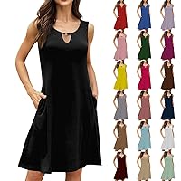 Beach Dresses for Women 2024, Casual Sleeveless Dress Hollow Out Loose, S XXL