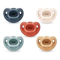 NUK Comfy Orthodontic Pacifiers, 0-6 Months, Timeless Collection, 5 Count (Pack of 1)