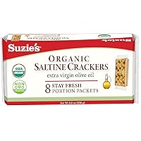 Suzie's Organic Saltines Crackers|Salted w/Extra Virgin Olive Oil|Low Saturated Fat|Healthy Gourmet Baked Vegan Snack for Adults & Children| 1 Pack (8 individual Stay Fresh Packs) - 8.8oz Each