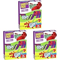 Fruit Roll-Ups, Fruit by the Foot, Gushers, Snacks Variety Pack, 16 ct (Pack of 3)