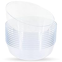 Blue Sky Edge Clear Bowls - 16 oz (10 Count) Disposable Round Plastic Bowls for Parties, Events & Special Occasions