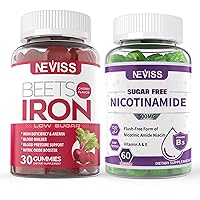 NEVISS Vegan Iron Supplement, Gentl Iron + Sugar Free Nicotinamide 500mg Gummies