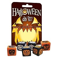 Halloween d6 Dice Set | 6 Pcs | 19mm Six-Sided | Glow in The Dark Ink | Tabletop Roleplaying Games | RPG | from Steve Jackson Games