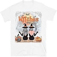 Personalized Besties Halloween T-Shirt, Best Witches Ever Shirts, Custom Witches Sisters Shirts, Unique Custom T Shirt for Bestfriend