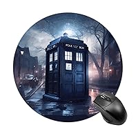 Doctor Dr Who Police Box Round Mouse Pad Anti-Slip Rubber Base Desk Mat for Gaming Office Laptop Computer