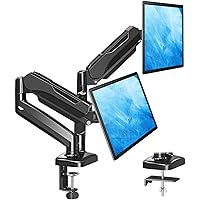 MOUNTUP Dual Monitor Stand for Desk, Adjustable Gas Spring Double Monitor Mount Holds 4.4-17.6 lbs and 13-32 Inch Screens, Monitor Arms for 2 Monitors, VESA 75x75 100x100 with C-clamp& Grommet, Black