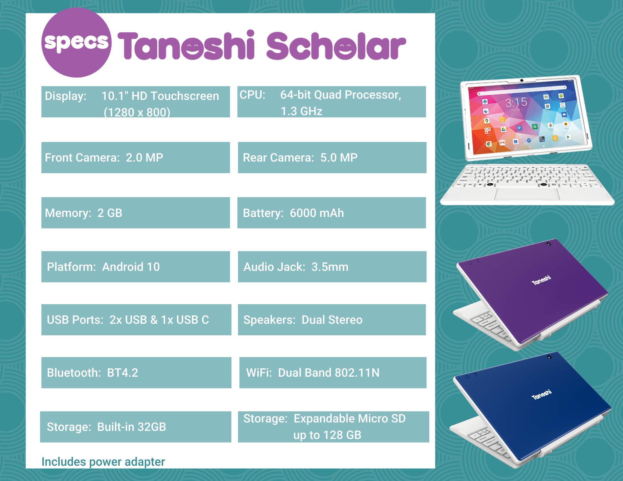 Tanoshi Scholar Kids Computer a Kids Laptop for Ages 6-12, 10.1