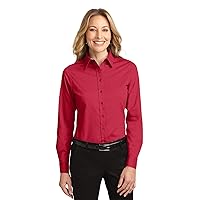 Port Authority Ladies Long Sleeve Easy Care Shirt, Red, 5XL