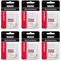 Reach Waxed Dental Floss Bundle | Effective Plaque Removal, Extra Wide Cleaning Surface | Shred Resistance & Tension, Slides Smoothly & Easily , PFAS FREE | Cinnamon Flavored, 55 Yard (Pack of 6)