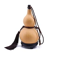 Natural Dried Gourd Water Bottle with Lid Hollow Calabash Chinese Pumpkin for Drinks Holder Ornament Décor (Plain, 500 ml)
