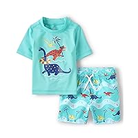 The Children's Place Baby Boys' and Toddler Swim Trunk and Short Sleeve Rashguard 2-Piece Set