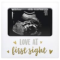 Tiny Ideas Love at First Sight Sonogram Picture Frame, Gender Neutral Ultrasound Keepsake, Ideal Pregnancy Gift, Baby Shower and Nursery Decor, 4” x6” Photo Insert, Gold, Silver And White