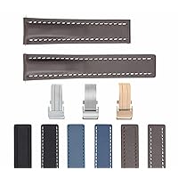 Ewatchparts 22-24mm Leather Watch Strap Smooth Compatible with Breitling Navitimer Bentley Waterproof
