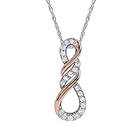 Sterling Silver 1/6Ct TDW Diamond Infinity Flame Pendant Necklace for Women(I-J,I2)