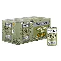 Fever Tree Ginger Beer - Premium Quality Mixer - Refreshing Beverage for Cocktails & Mocktails. Naturally Sourced Ingredients, No Artificial Sweeteners or Colors - 150 ML Cans - Pack of 8