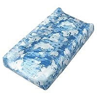 HonestBaby Boys Organic Cotton Changing Pad Cover, Watercolor World, One Size