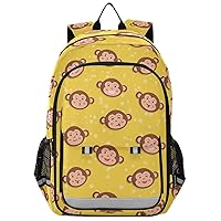 Cute Monkey Yellow Backpack for Girls-Boys Middle-School Elementary Bookbags Toddler School Bags Child Lightweight Preschool Large Bookbags