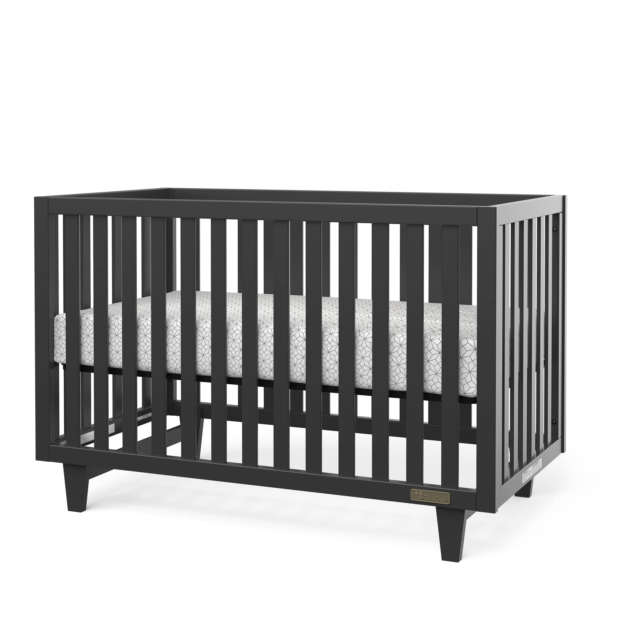 Child Craft Tremont 2 Piece Baby Nursery Set with 4 in 1 Convertible Crib and Changing Table Dresser (Ebony Black)