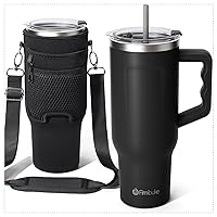 Fimibuke 40 oz Tumbler with Handle & Carrier Bag, Stainless Steel Insulated Cup with Lid & Straw & Purse Pouch Phone Pocket, Gym Water Bottle Cupholder Friendly Women Men Travel Mug with Sleeve Holder