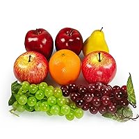 Artificial Fruit Pack, Fake Mixed Fruits for Home Decor, Simulation Fruit Set, Party Christmas Decoration, Faux Fruit Model for Photo Shoot, Artificial Apple Pears Grapes (6 Types, 8 Pieces)