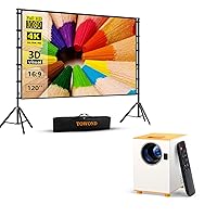 Projector and Projector Screen TOWOND Portable Projector 1080P Full HD 10000Lumens Supported, 120 inch Outdoor Projector Screen Portable Indoor Projection Screen 16:9
