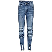 Kids Boys Stretchy Jeans Designer Black Ripped Denim Skinny Pants Trouser 5-13Yr