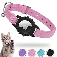 AirTag Cat Collar,FEEYAR Integrated Kitten Collar with Apple Airtag Holder[Pink],Soft GPS Cat Collar with Air Tag Holder and Bell,Air Tag Cat Collars for Girl Boy Cats,Puppies,Lightweight Cat Tracker
