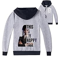 Kids Graphic Comfy Soft Jackets,Wednesday Addams Zipper Sweatshirts Long Sleeve Hoodie for Girls