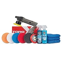 BUF_209X TORQX Random Orbital Polisher, Complete Detailing Kit with Pads, Pad Cleaner & Conditioner, Towels (Safe for Cars, Trucks, SUVs, & More) 700W, Orbit 8mm - 12 Items