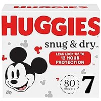 Huggies Size 7 Diapers, Snug & Dry Baby Diapers, Size 7 (41+ lbs), 80 Count
