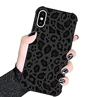 KANGHAR Case Compatible with iPhone Xs MAX,Black Leopard Design,Tire Texture Non-Slip +Shockproof Rugged TPU Protective Case for iPhone Xs MAX 6.5 Inch Leopard Pattern