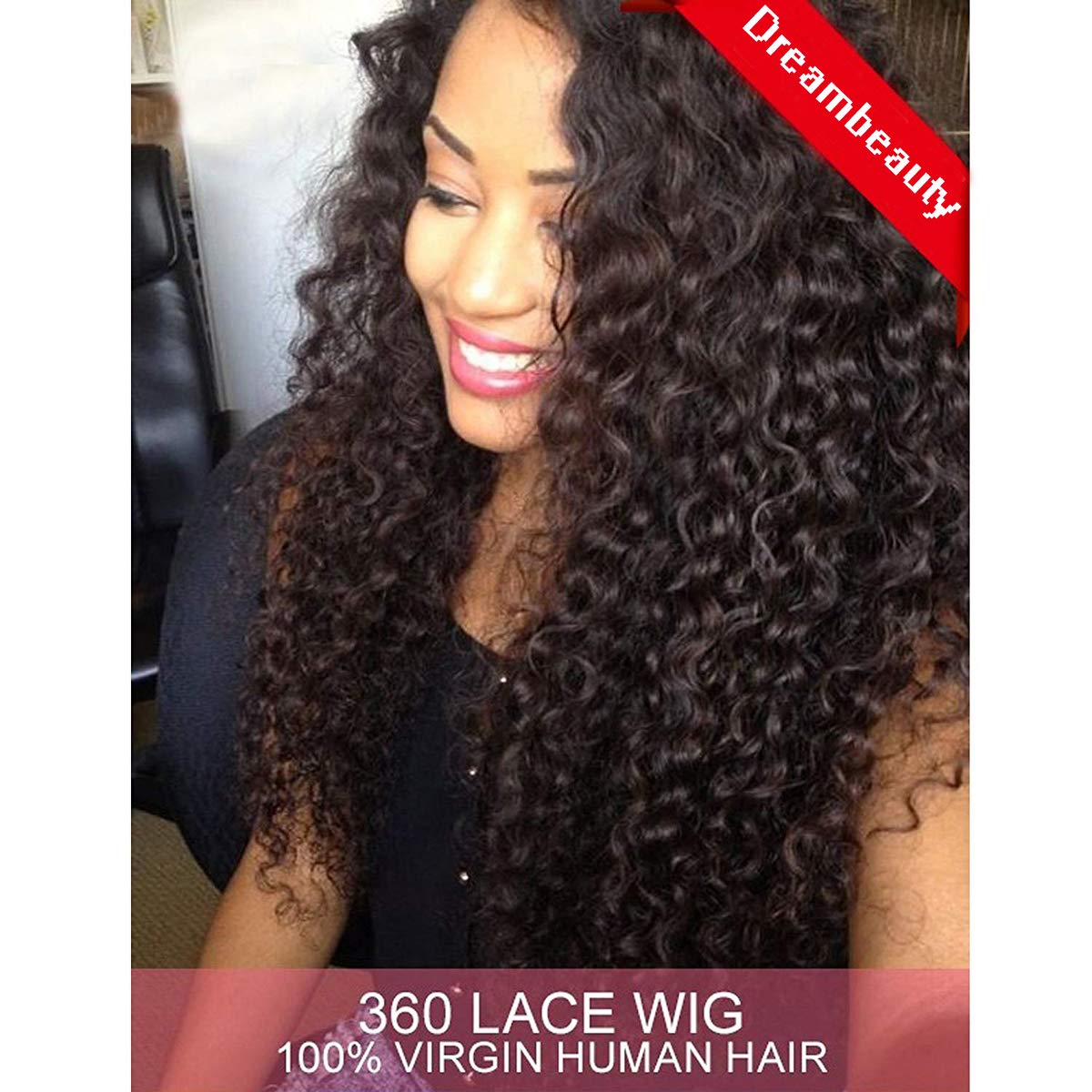 Dreambeauty 360 Lace Front Wig 180% Density Deep Wave Brazilian Virgin Hair 360 Lace Front Human Hair Wigs Pre Plucked Bleached Knots 360 Full Lace Human Hair Wigs for Black Women (16 inch)