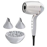 Remington PROLUXE HydraCare Hair Dryer with Diffuser, Pearl White/Gray, 1875 Watts of Drying Power
