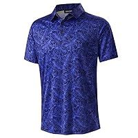 Golf Shirts for Men Dry Fit Performance Print Short Sleeve Moisture Wicking Golf Polo Shirts