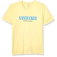 Nantucket Graphic Printed Premium Tops Fitted Sueded Short Sleeve V-Neck T-Shirt