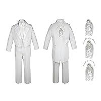 Baby Boy Christening Baptism Church White Tail Suit Virgin Mary On Back Sm-7