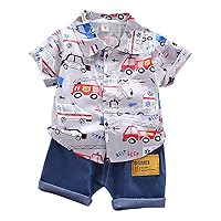 Winter Color Clothes Set 1-4Years Infant Summer T-Shirt Boys Cartoon Outfits Baby Tops+Shorts Toddler Boy (Grey, 80=S)