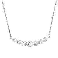 Dazzlingrock Collection 0.35 Carat (ctw) Round White Diamond Ladies Curved Bar Necklace 1/3 CT, Sterling Silver
