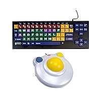 AbleNet Kinderboard and BIGtrack 2 Combo - Accessible Typing and Precise Cursor Control - Large Print Color Coded Keyboard and Trackball Mouse - Product #12000006-12000019